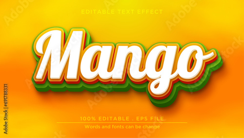 Fresh mango text effect. Text effect mockup template for food and drink product