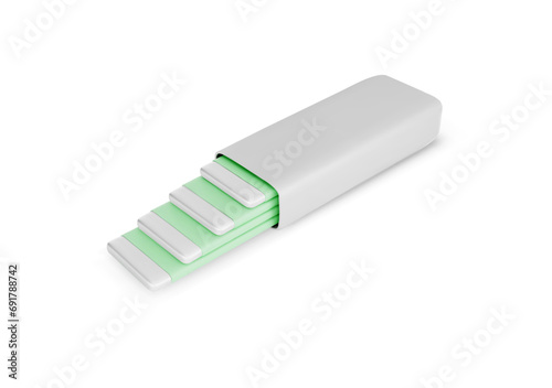 Strips mint chewing gum, volume 3d vector illustration isolated on white.