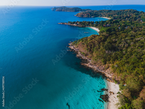 Koh Samet Island Thailand, aerial drone view from above at the Samed Island in Thailand.