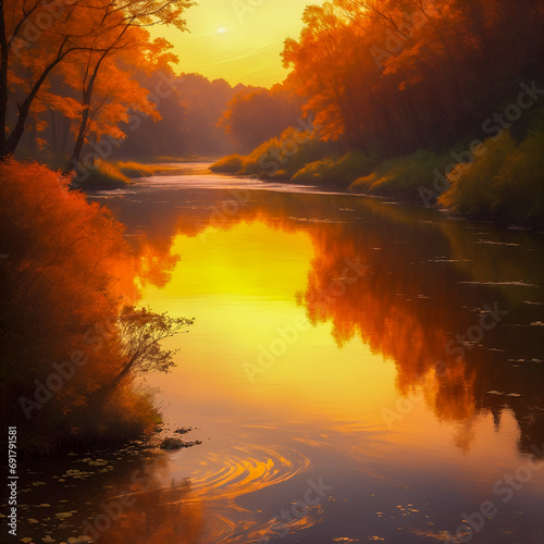 sunset over the river © Rewat
