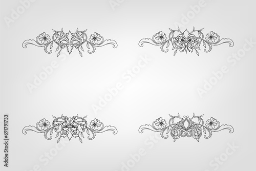 Classical Baroque Filigree Decoration Ornament Vintage Floral Border Style Antique Art Retro