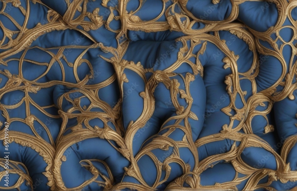 thai style painting on wall, Blue pillows from AI Generated thai style painting on wall, Blue pillows from AI Generated