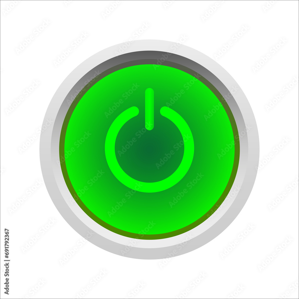 Illuminated switch button on white background. Illuminated switch button on white background.