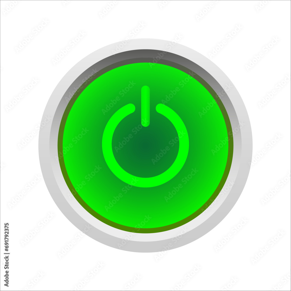 Illuminated switch button on white background. Illuminated switch button on white background.