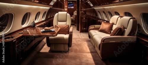 Opulent interior of a private jet photo