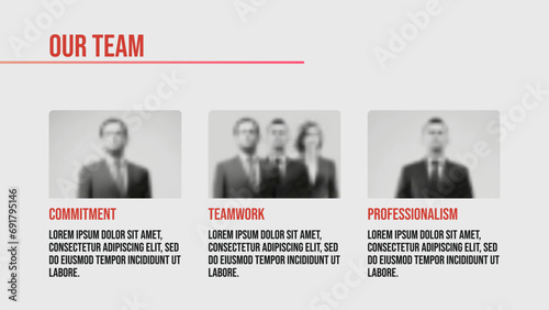 Our team web page with member avatars for business presentation or landing page on light background. Website page template.