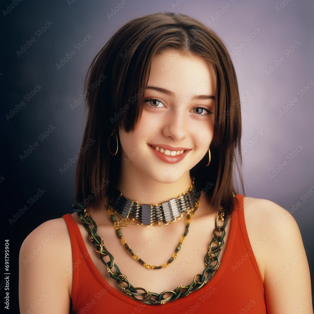 An Eighties or Nineties High School Yearbook Photo of a Girl With Shoulder-Length Brown Hair