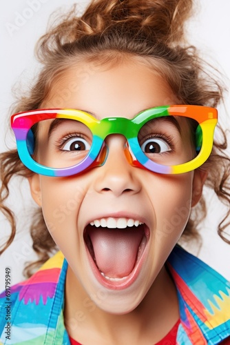Funny looking child girl we...
