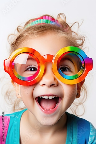 Funny looking child girl we...