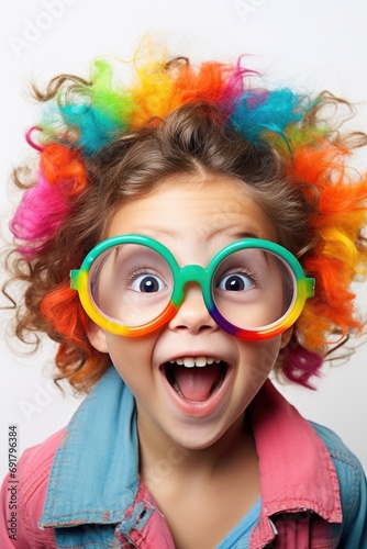 Funny looking child girl we...