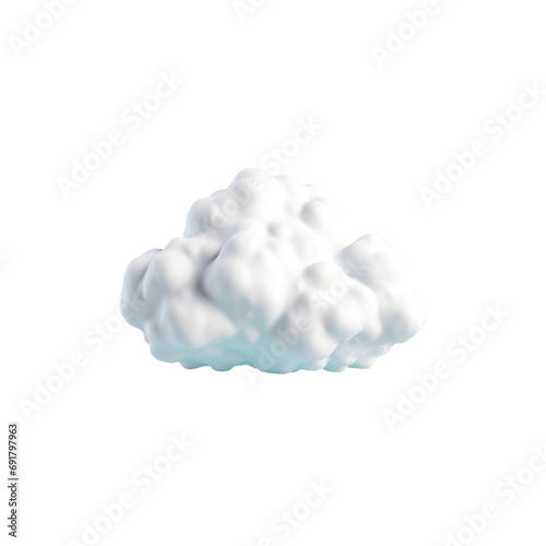 Realistically simple cloud 3D style isolated transparent white background