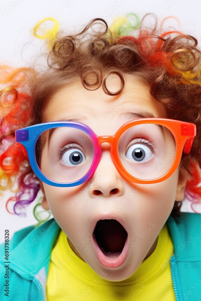 Funny looking child boy wearing colorful eyeglasses Funny looking child boy wearing colorful eyeglasses