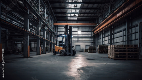 A forklift lifting in factorty. photo