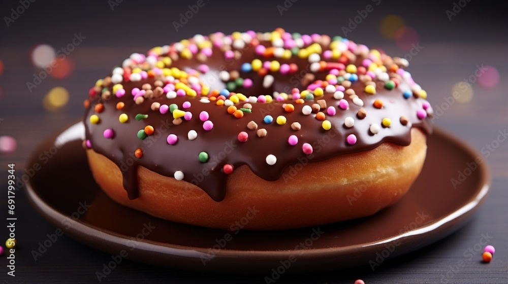 Delicious Chocolate Cake with Glaze and Sprinkles generated by AI tool Delicious Chocolate Cake with Glaze and Sprinkles generated by AI tool