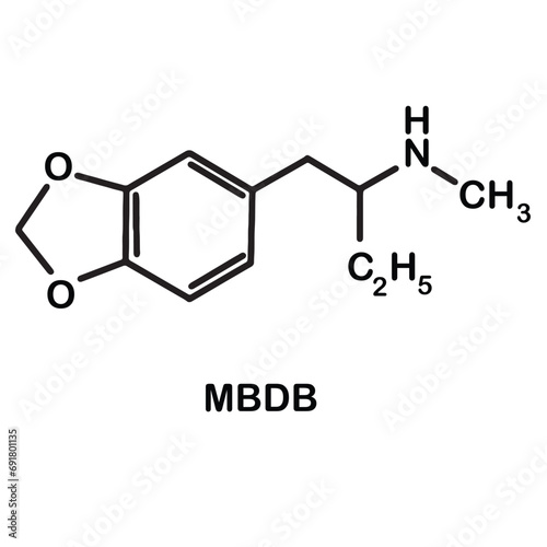 Formula of chemical structure of MDMA, MDMA-d5(IS), MBDB, vector eps 10 photo