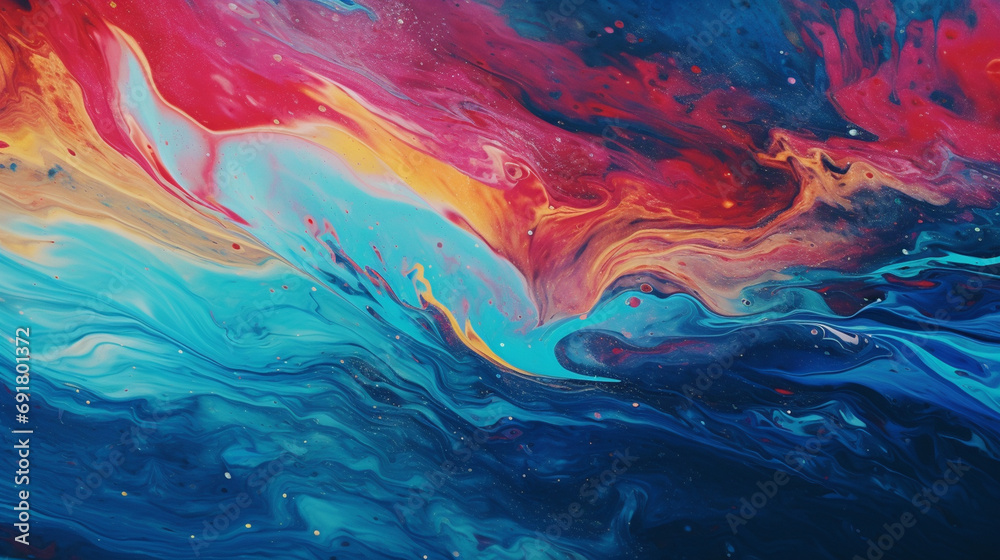 Rendered background resembling an acrylic pour painting. - obrazy, fototapety, plakaty 