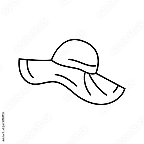 sun hat cap line icon vector. sun hat cap sign. isolated contour symbol black illustration