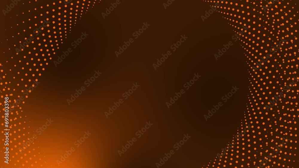 Circular dotted spot animation tech motion graphic round abstract pattern geometric background looping spiral design futuristic visual effect rotation for intro title 4K orange