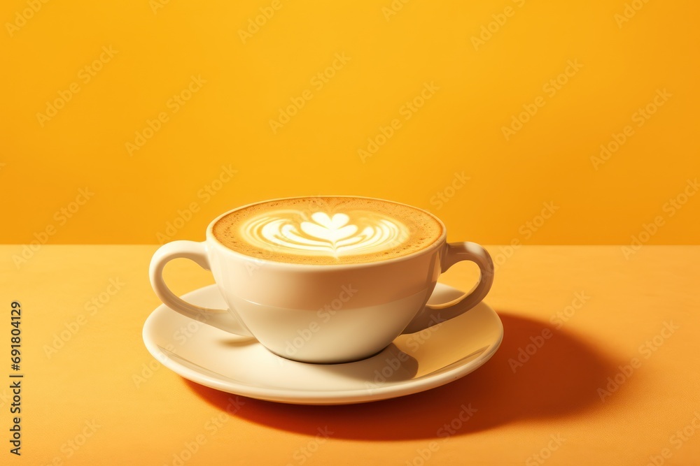 a cappuccino sitting on top of a saucer on a saucer on a saucer on a table. a cappuccino sitting on top of a saucer on a saucer on a saucer on a table.