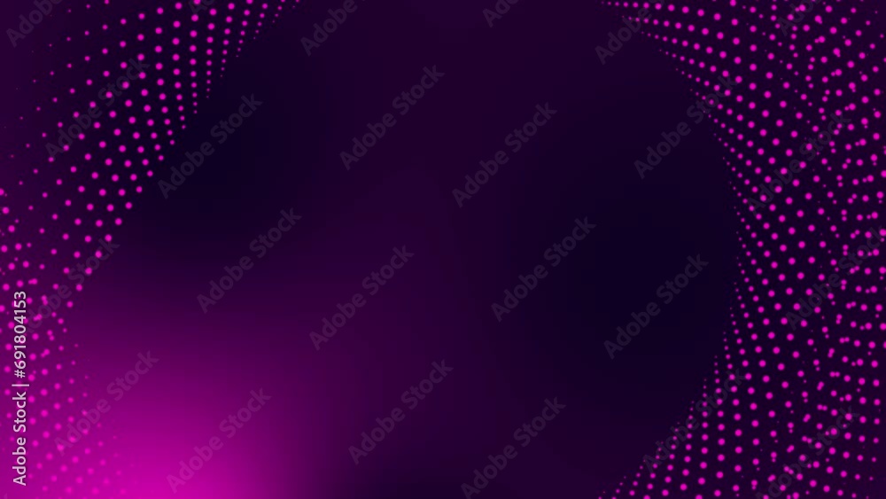 Circular dotted spot animation tech motion graphic round swirl abstract pattern geometric background looping spiral design futuristic visual effect rotation for intro title 4K pink purple