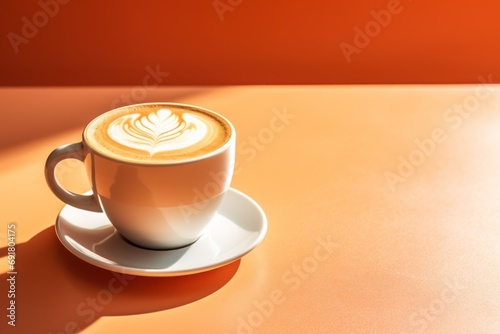  a cappuccino sitting on top of a saucer on top of a saucer on a table.