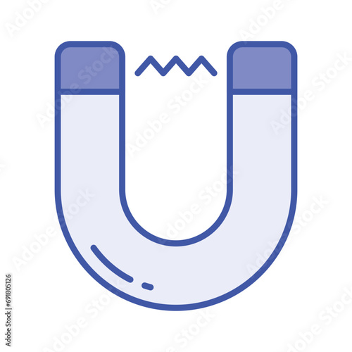 Physics magnet icon in flat style, scalable vector of attraction