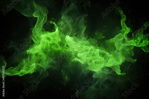  green smoke on a black background that looks like it is going to fall off of the top of a tree.
