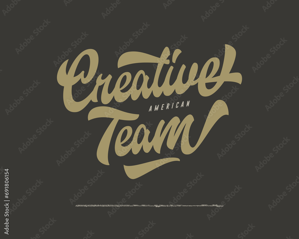 Creative American Team. Original Brush Script Font. Vector
 - obrazy, fototapety, plakaty 