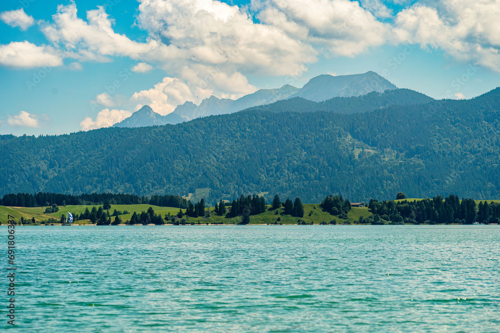 Alpine Lake Panorama with Mountain Backdrop