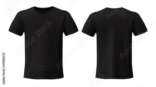 Plain Black T Shirt Mockup Design Front and Back on Transparent Background, PNG File 