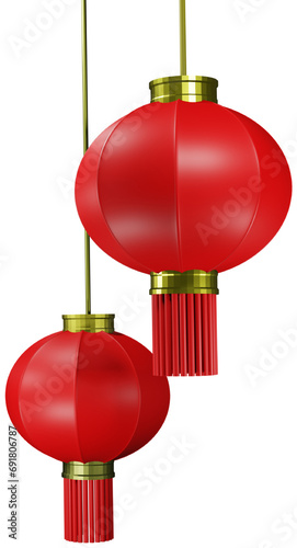 3D Chinese traditional hanging lantern. Element to celebrate Chinese New Year and lunar festival.
