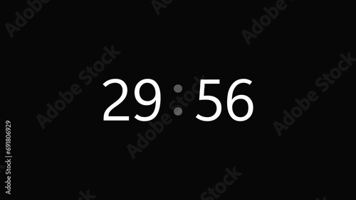 30 minutes digital countdown clock timer animation in 4k photo
