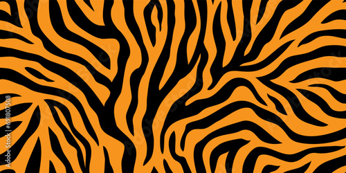 Seamless pattern with tiger stripes. Abstract vector animal print.