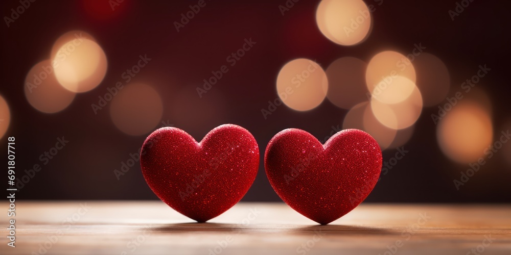 Paired hearts in red stand close, an unspoken pact of unity. Paired hearts in red stand close, an unspoken pact of unity.