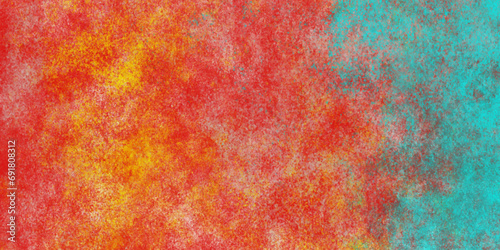 Red orange and yellow or blue background with watercolor Hand drawn scratched grunge unusual texture. Grunge abstract background