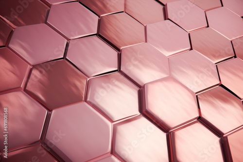  a close up view of a pink hexagonal tile with a light reflecting off of it s sides.