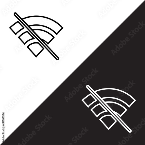 No Wifi icon vector. No internet signal sign symbol in trendy flat style. Wifi network is not available vector icon illustration isolated on white and black background
