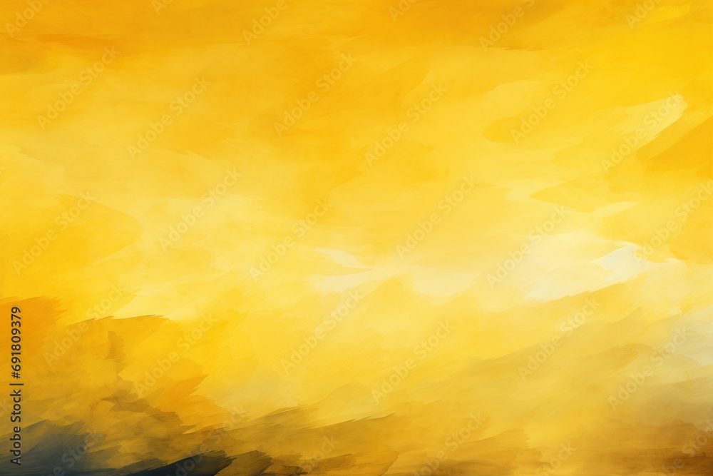  a painting of a yellow sky with a plane in the foreground and a plane flying in the sky in the background.