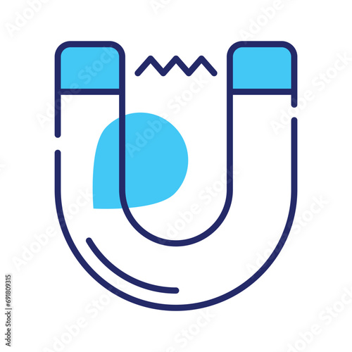 Physics magnet icon in flat style, scalable vector of attraction