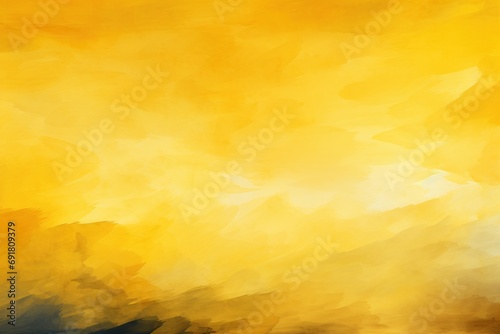  a painting of a yellow sky with a plane in the foreground and a plane flying in the sky in the background.