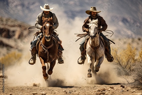 cowboys riding horse