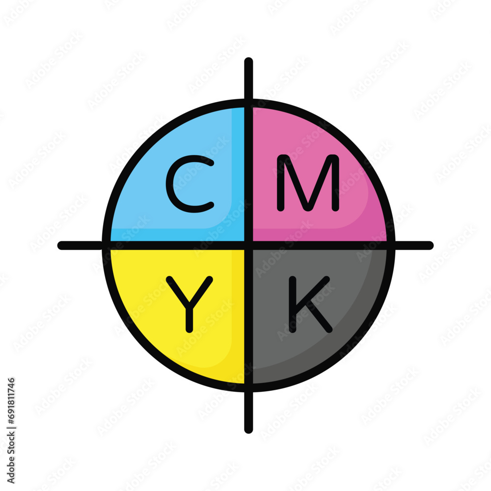 Cmyk colors palette icon, isolated on white background Cmyk colors palette icon, isolated on white background
