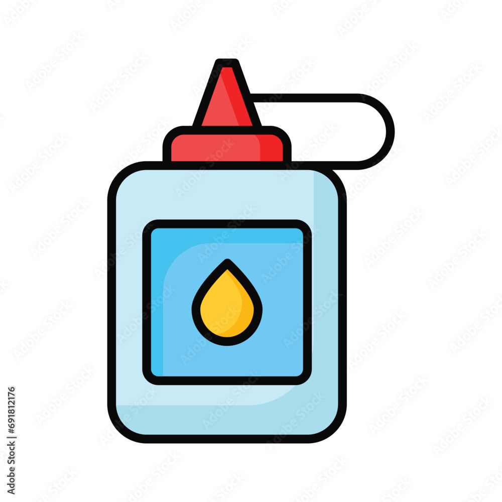 Glue bottle, used for fixing purpose in art projects, icon of glue jar Glue bottle, used for fixing purpose in art projects, icon of glue jar