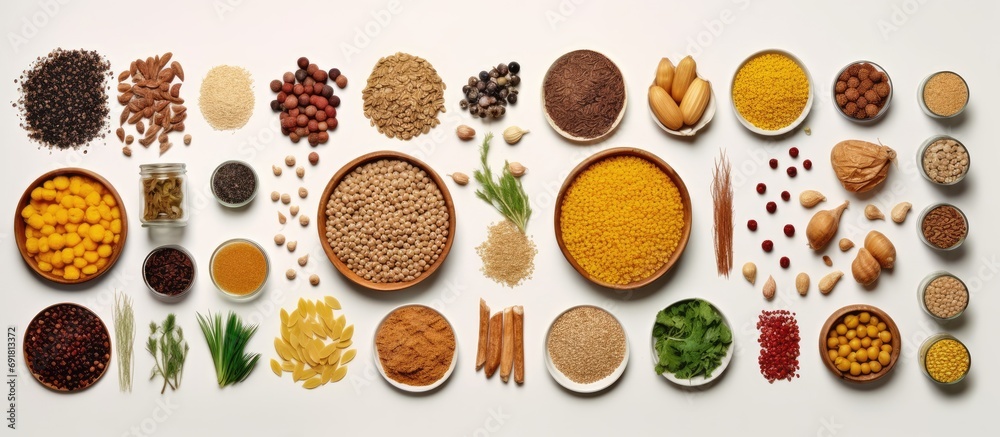 Copy space, food ingredients for diet, seen from above Copy space, food ingredients for diet, seen from above