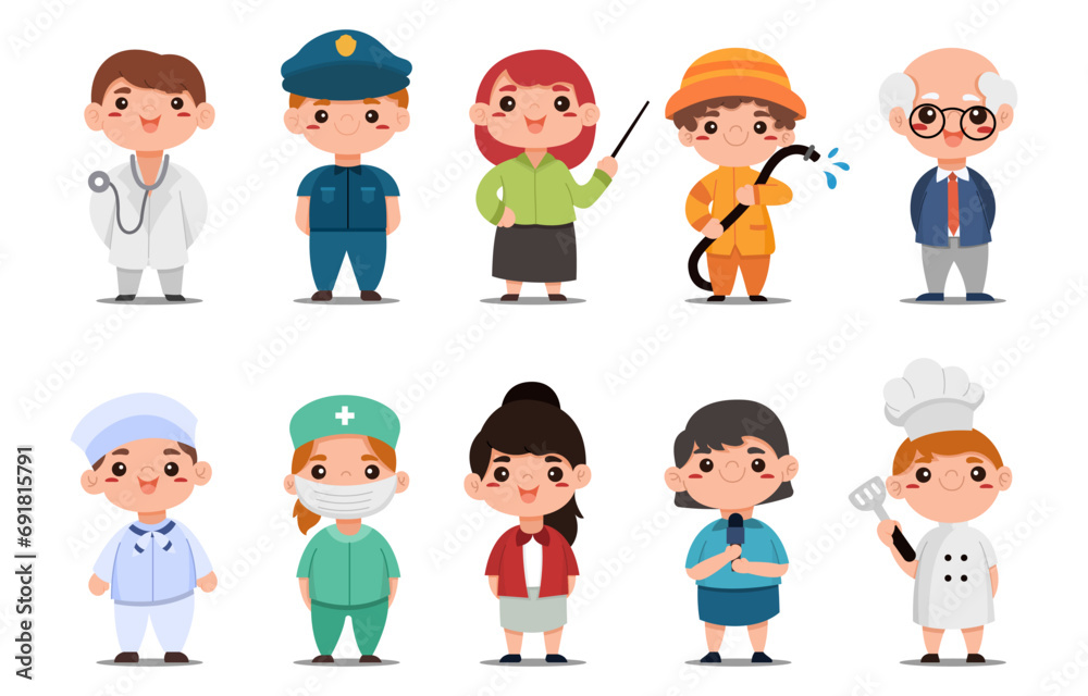 Set of People With Their Profession Set of People With Their Profession