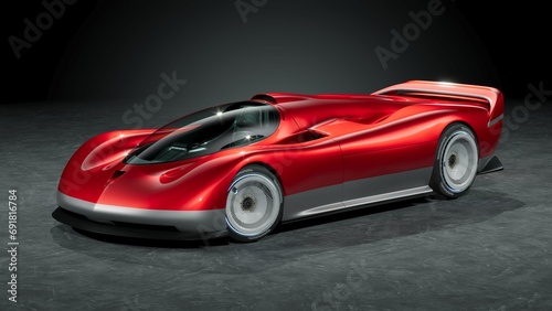 3D rendering of a brand-less generic concept racing car  