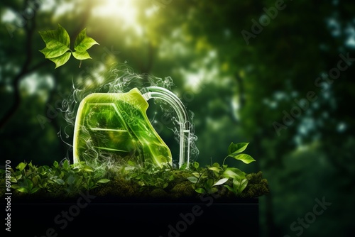 Illustrating the concept of electrofuels or e-fuels, environmentally friendly fuels derived from renewable sources photo