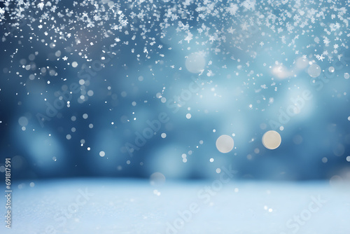 Abstract blue bokeh snowing background © Ekaterina