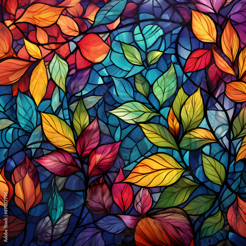seamless pattern with autumn leaves   Ai generative
