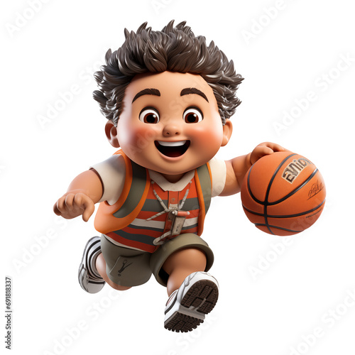 Cute kid playing basketball
